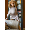 5ft 4in or 163cm tall life size hyper realistic MILF silicone sex doll with long legs, very large breasts and long curly blonde hair. Made by Normon Doll.