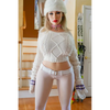 5ft 4in or 163cm tall life size hyper realistic silicone MILF sex doll with long legs, very large breasts and medium length blonde hair. Made by Normon Doll.