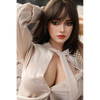 5ft 4in or 163cm tall life size hyper realistic silicone sex doll with long legs, very large breasts and medium length brown hair with brown eyes. Made by Normon Doll.