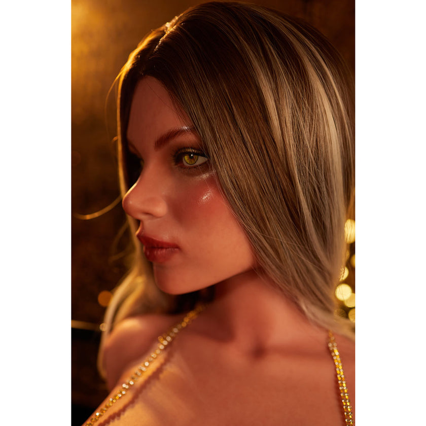 Climax Doll ULW 662 Hedia ultra lightweight silicone torso doll.  Side profile of face.
