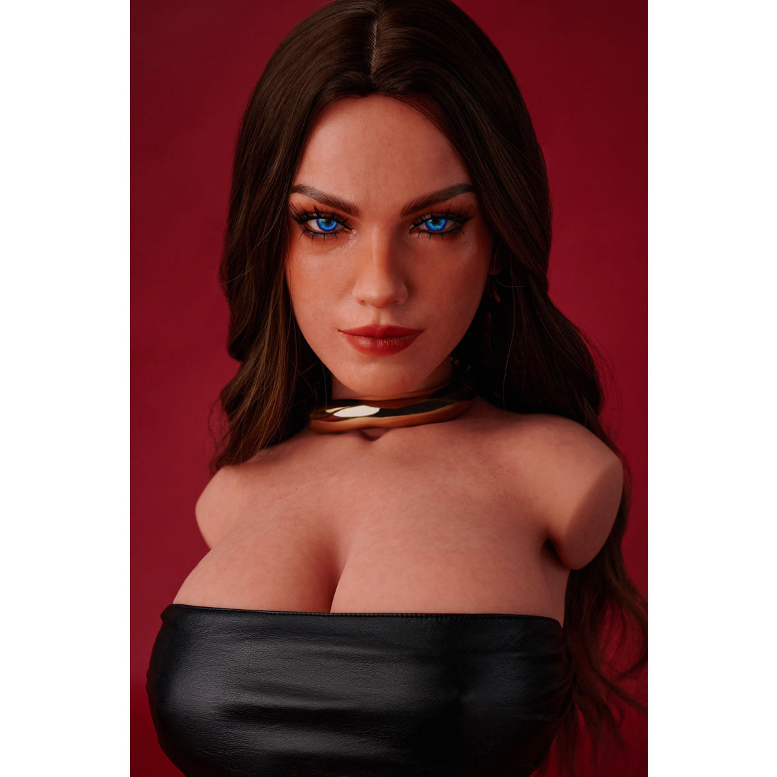 Climax Doll ULW 663 Emma ultra lightweight silicone torso doll close up of face.