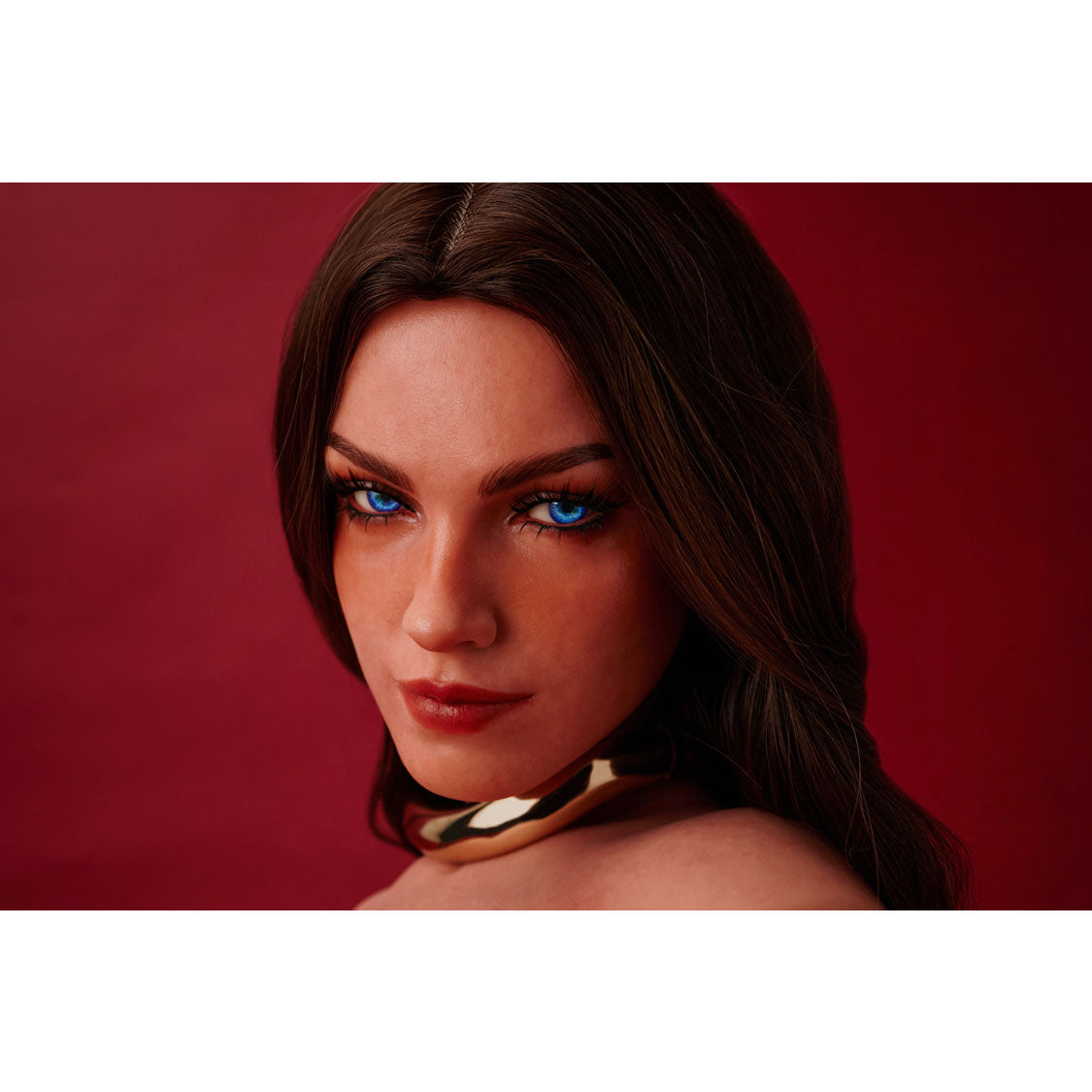 Climax Doll ULW 663 Emma ultra lightweight silicone torso doll close up of face and hair