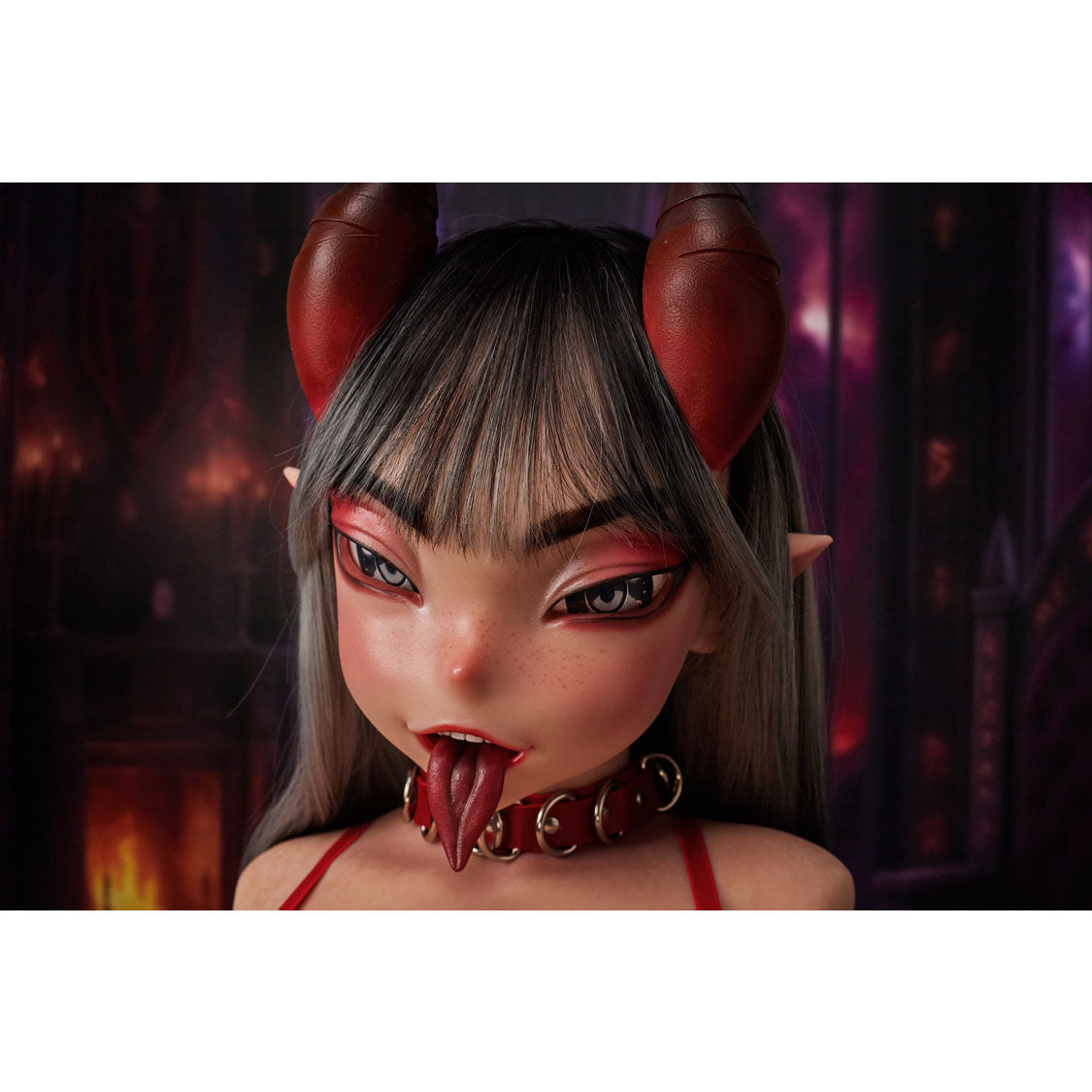 Close up of Climax Doll ULW 664 Meru ultra lightweight silicone torso doll with fantasy-inspired character design