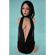 Climax Doll ULW 661 Miyoshi ultra lightweight silicone torso doll front view in black dress.