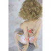 5ft 1in 156cm tall slim ultra life like TPE Sex doll with G cup breasts, mid length wavy blonde hair, bright red lipstick and brown eyes in lingerie.  By OR Doll.