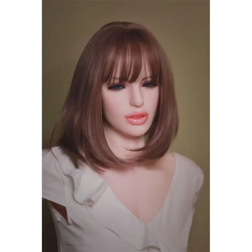 Full size 5ft 9in 175cm tall brunette white female TPE sex doll with realistic TPE head, and small preky breasts.  By JY Doll.