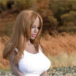 5ft 1in 156cm tall slim ultra life like ebony TPE Sex doll with H cup breasts, long dark hair, brown lipstick and brown eyes.  By OR Doll.