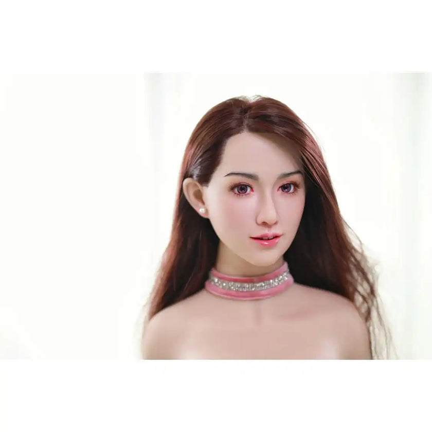 Full size 5ft 6in 168cm tall Asian female TPE sex doll with realistic silicone head, implanted hair and small preky breasts.  By JY Doll.