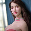 Full size 5ft 6in 168cm tall Asian female TPE sex doll with realistic silicone head, implanted hair and small preky breasts.  By JY Doll.