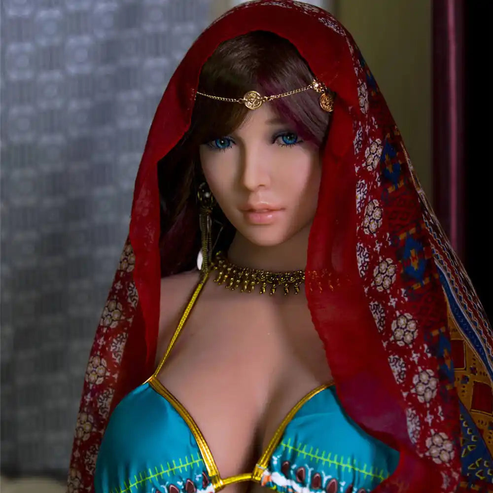 Full size 5ft 7in 170cm tall, brunette Latina TPE sex doll with realistic TPE head, and large preky breasts.  By JY Doll.