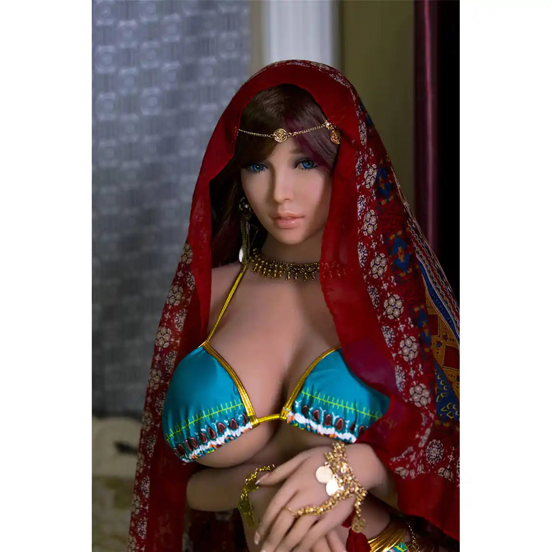 Full size 5ft 7in 170cm tall, brunette Latina TPE sex doll with realistic TPE head, and large preky breasts.  By JY Doll.