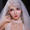 Full size 5ft 7in 170cm tall silver haired Asian female TPE sex doll with realistic silicone head, and extremely large preky breasts.  By JY Doll.