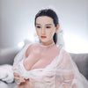 Full size 5ft 3in 157cm tall pregnant Asian, TPE sex doll with realistic silicone head and implanted hair with large breasts.  BY JY Doll.