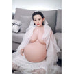 Full size 5ft 3in 157cm tall pregnant Asian, TPE sex doll with realistic silicone head and implanted hair with large breasts.  BY JY Doll.