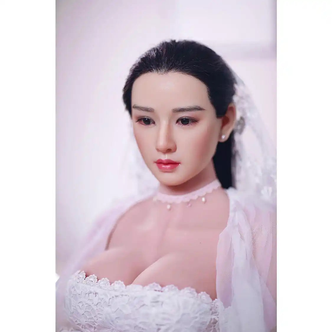 Full size 5ft 3in 157cm tall pregnant Asian, TPE sex doll with realistic silicone head and implanted hair with large breasts.  BY JY Doll.