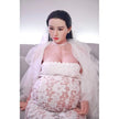 Full size 5ft 3in 157cm tall pregnant Asian, TPE sex doll with realistic silicone head and implanted hair with large breasts.  BY JY Doll.