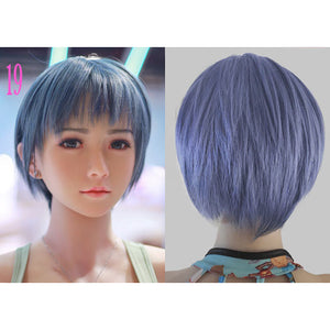 Medium Length Blue Sex Doll Wig